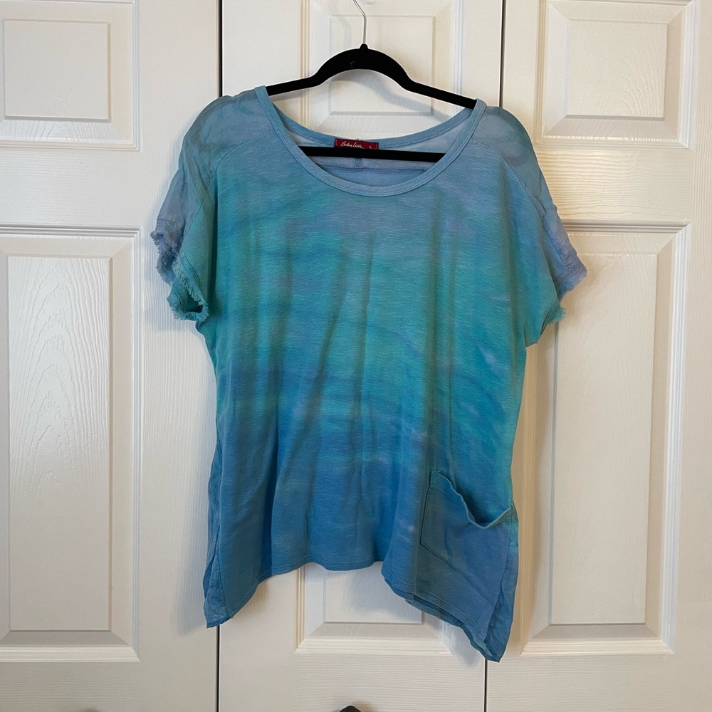Barbara Lesser blue green watercolor shirt